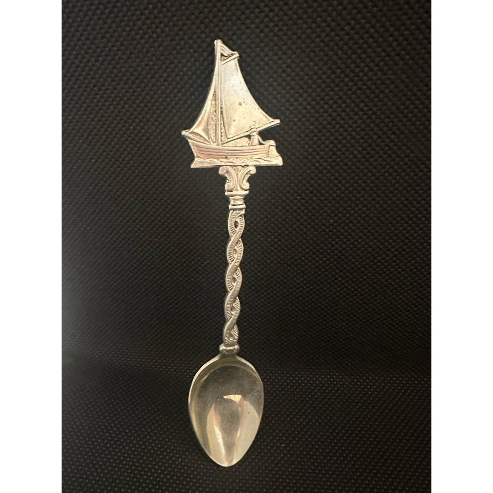 Vintage Zilverstad Witmetaal Dutch Sailboat Ship Silver Plate Souvenir Spoon